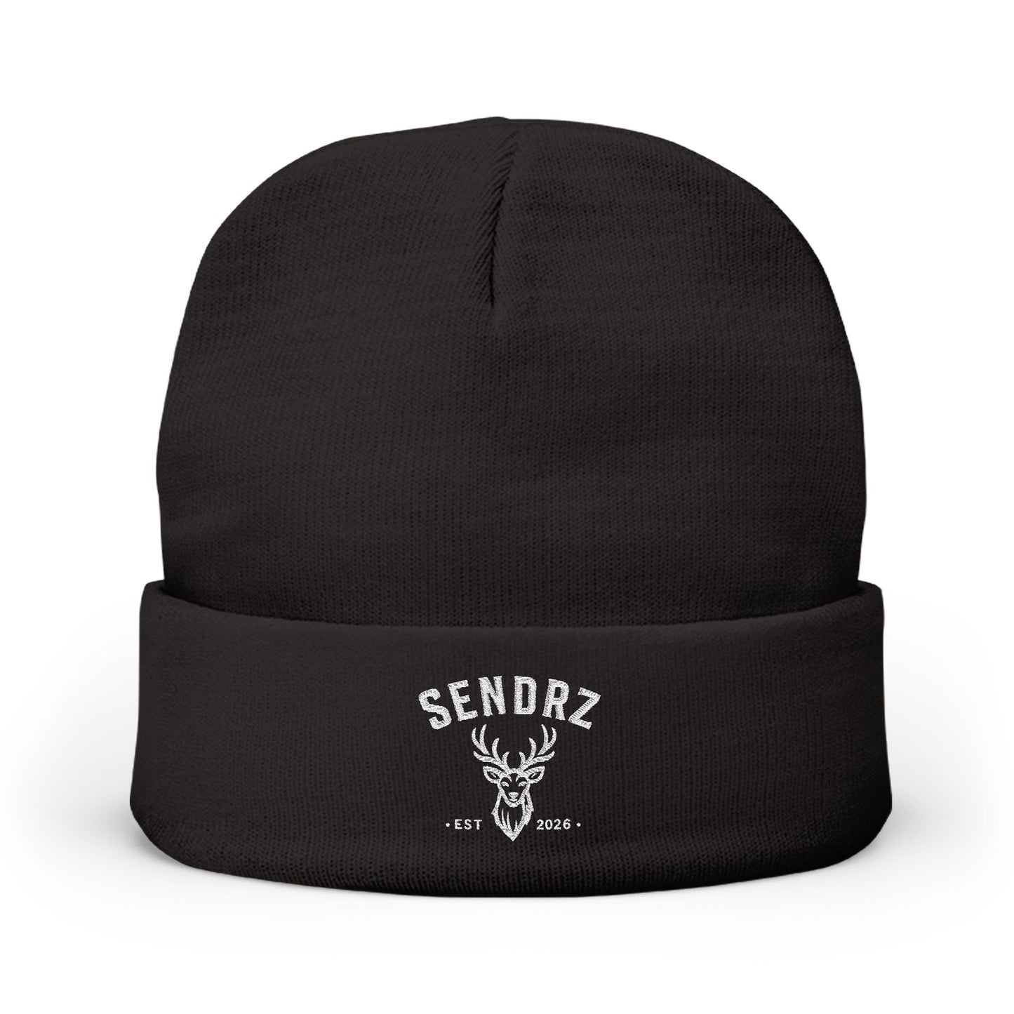 Copy of Embroidered Deer Logo Knit Beanie — 'SENDRZ' Cuffed Winter Hat