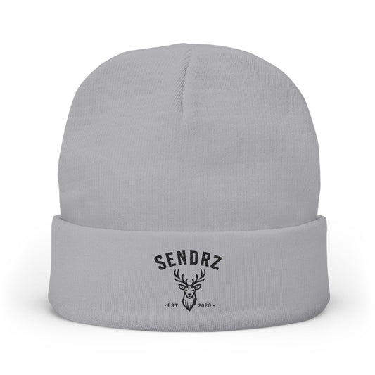 Embroidered Deer Logo Knit Beanie — 'SENDRZ' Cuffed Winter Hat