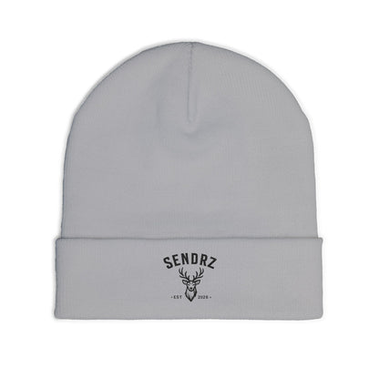 Embroidered Deer Logo Knit Beanie — 'SENDRZ' Cuffed Winter Hat