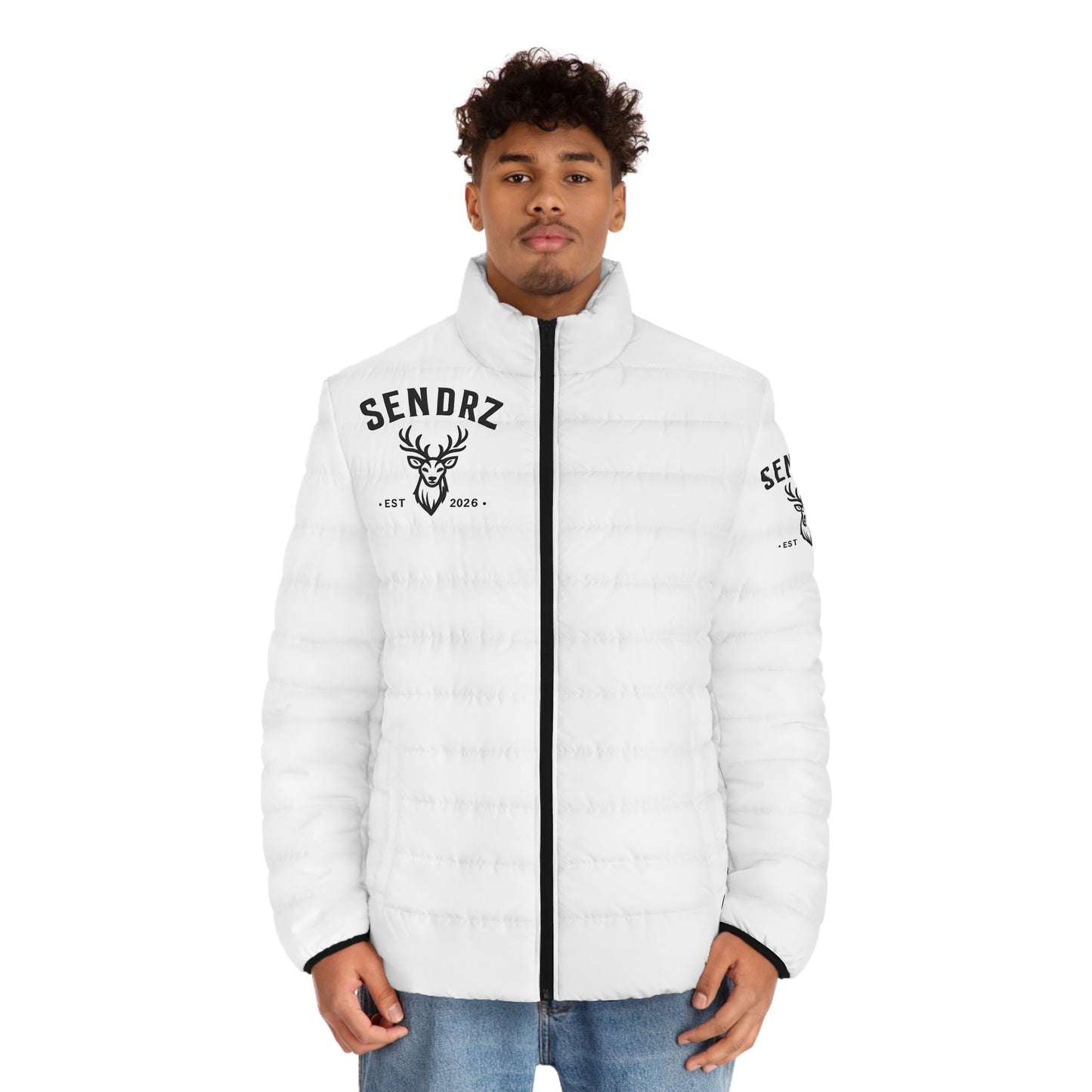 Sendrz Deer Logo Puffer Jacket — Men's Lightweight Quilted Coat