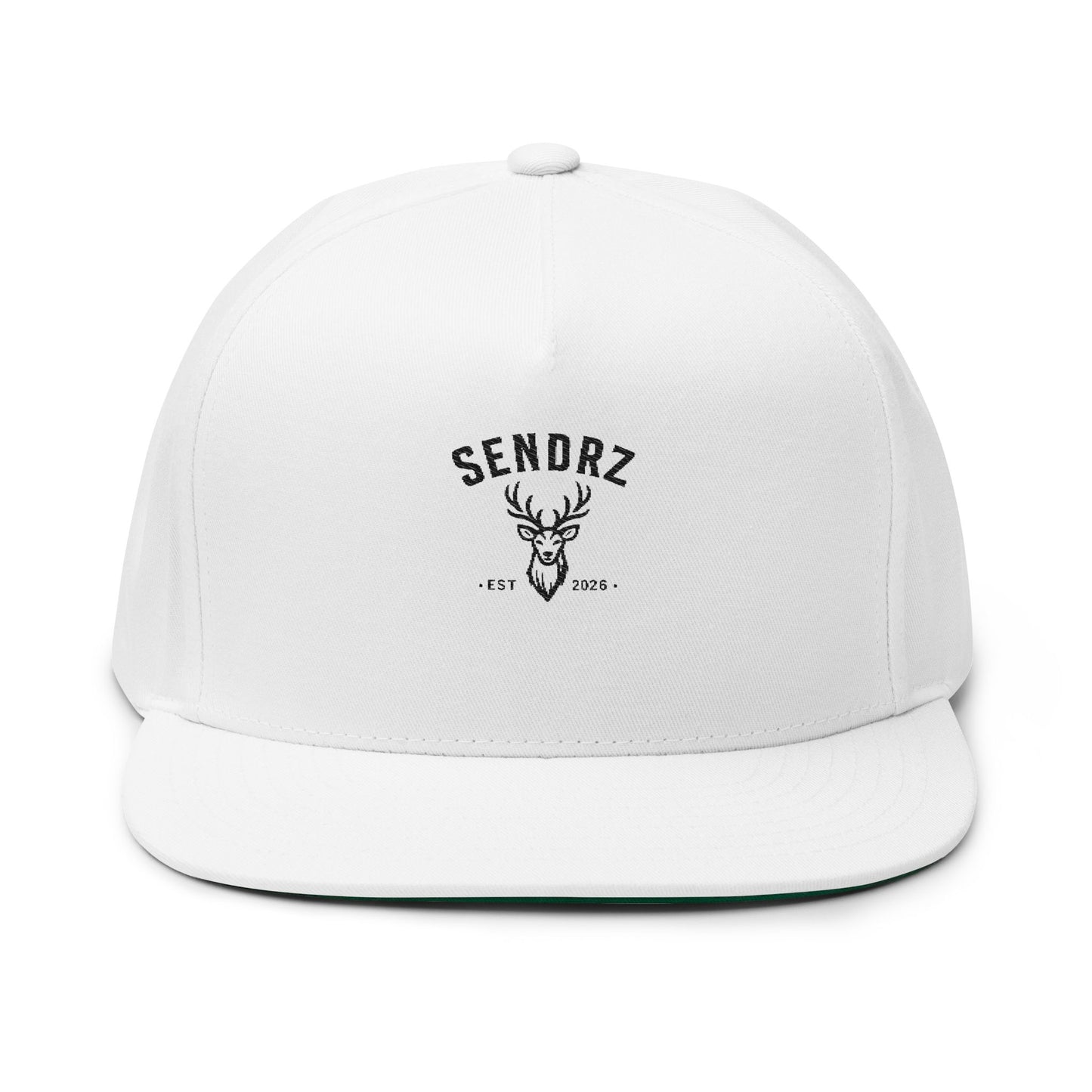 Embroidered 'SENDRZ' Deer Logo Flat Bill Cap