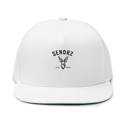 Embroidered 'SENDRZ' Deer Logo Flat Bill Cap