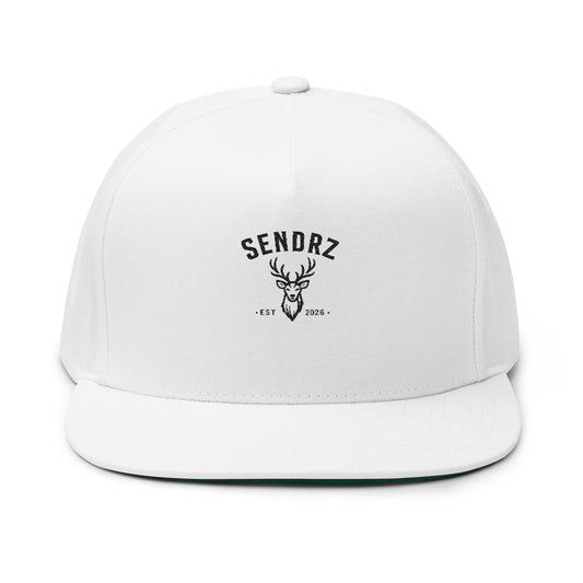Embroidered 'SENDRZ' Deer Logo Flat Bill Cap