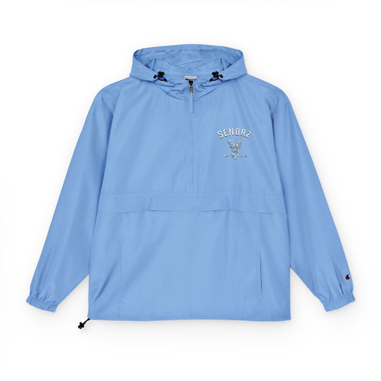 Light Blue Packable Anorak Jacket — Floral Heart Chest Logo