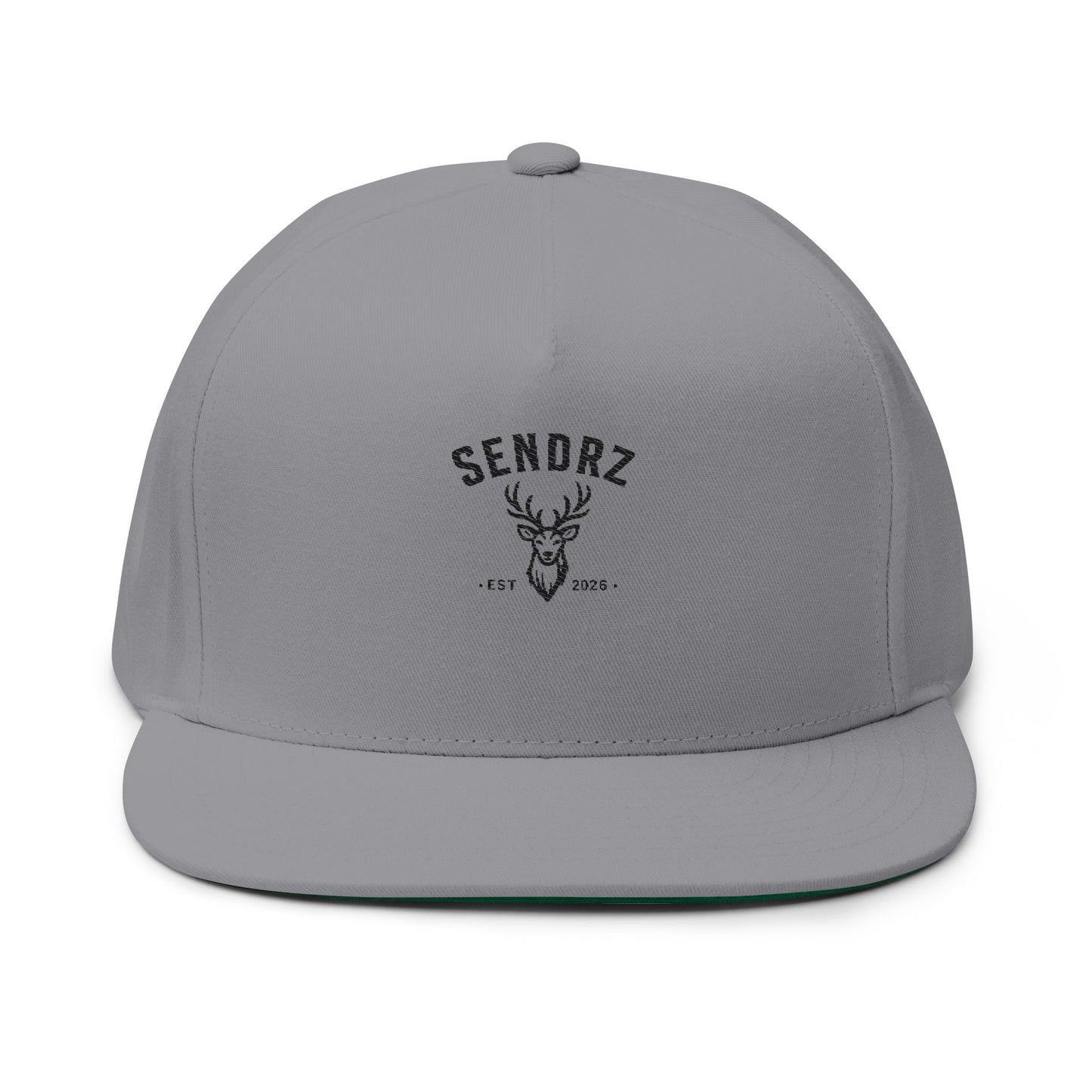 Embroidered 'SENDRZ' Deer Logo Flat Bill Cap