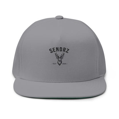 Embroidered 'SENDRZ' Deer Logo Flat Bill Cap