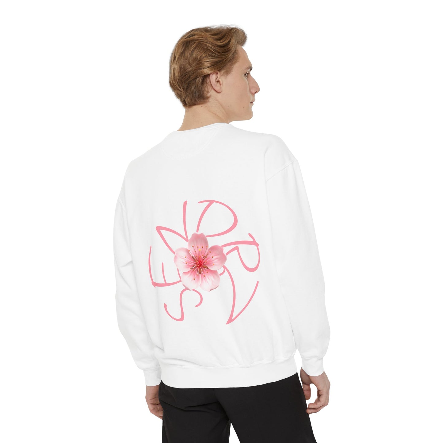 Senorz Floral Sweatshirt — White Cherry Blossom Graphic Crewneck