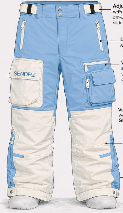 Baby blue/Off white Cargo Snow Pants (Coming Soon)